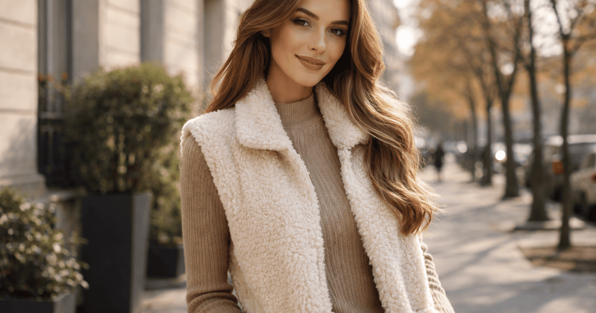 gilet sans manche mouton retourne femme