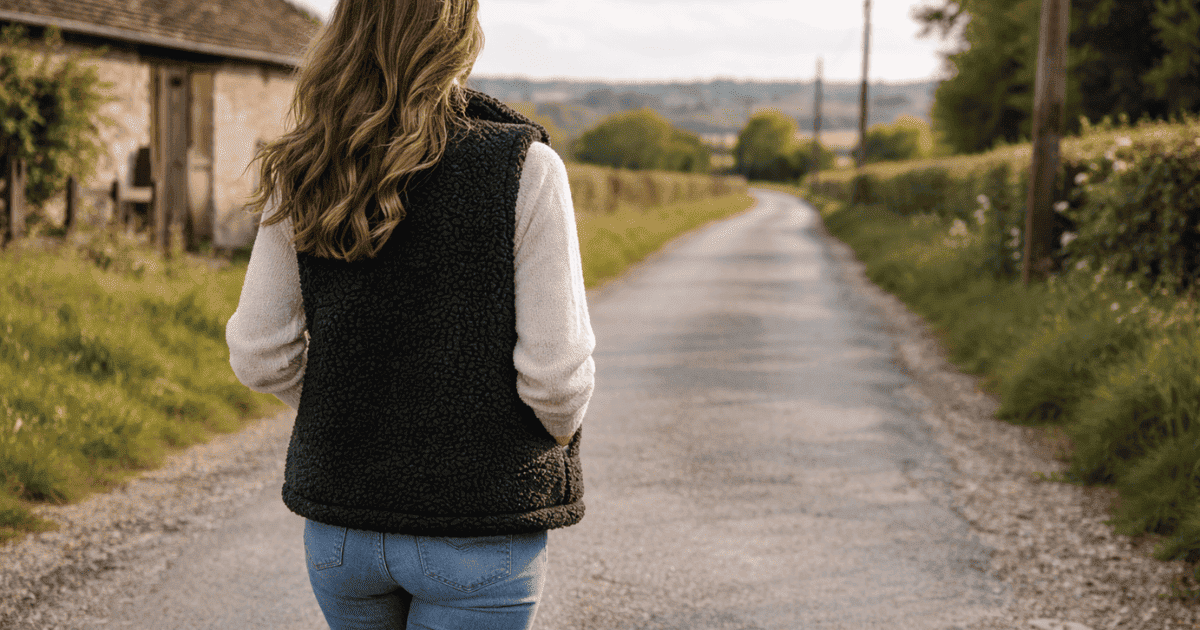 gilet mouton sans manche noir