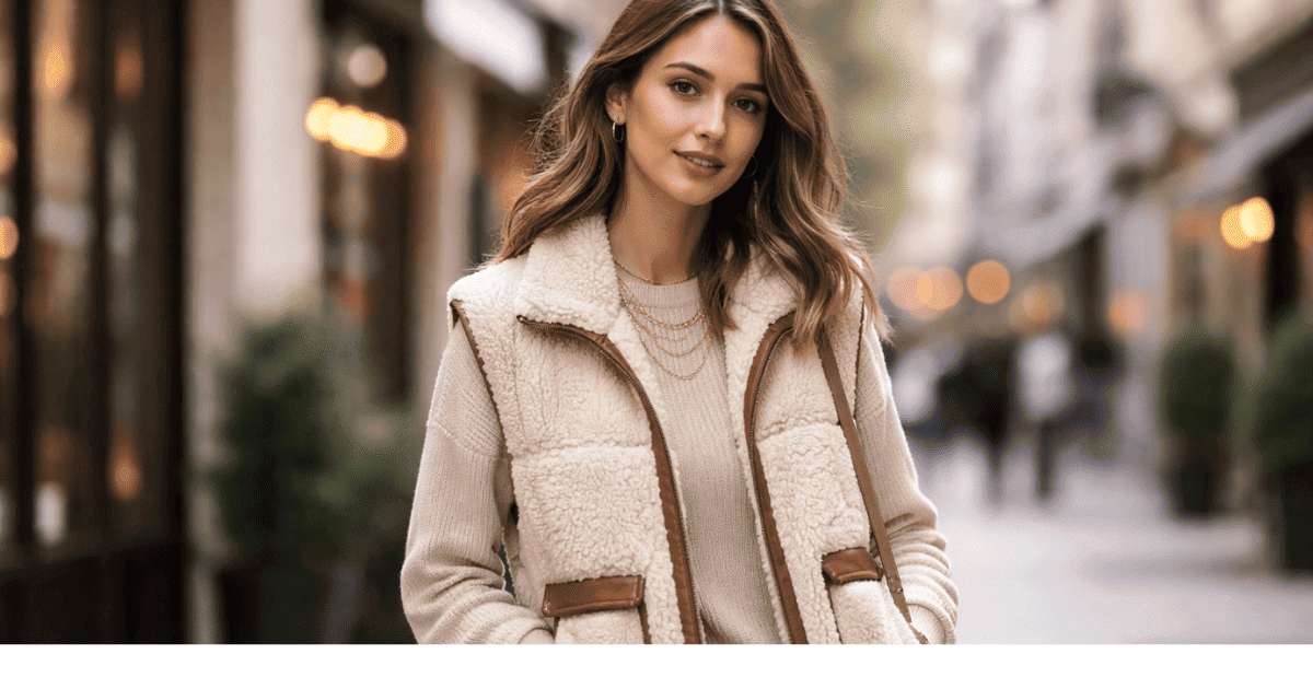 gilet sans manche imitation peau de mouton