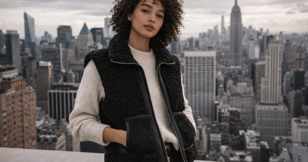 gilet sans manche peau mouton