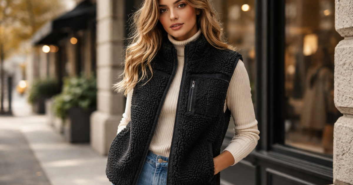 gilet sans manches effet mouton