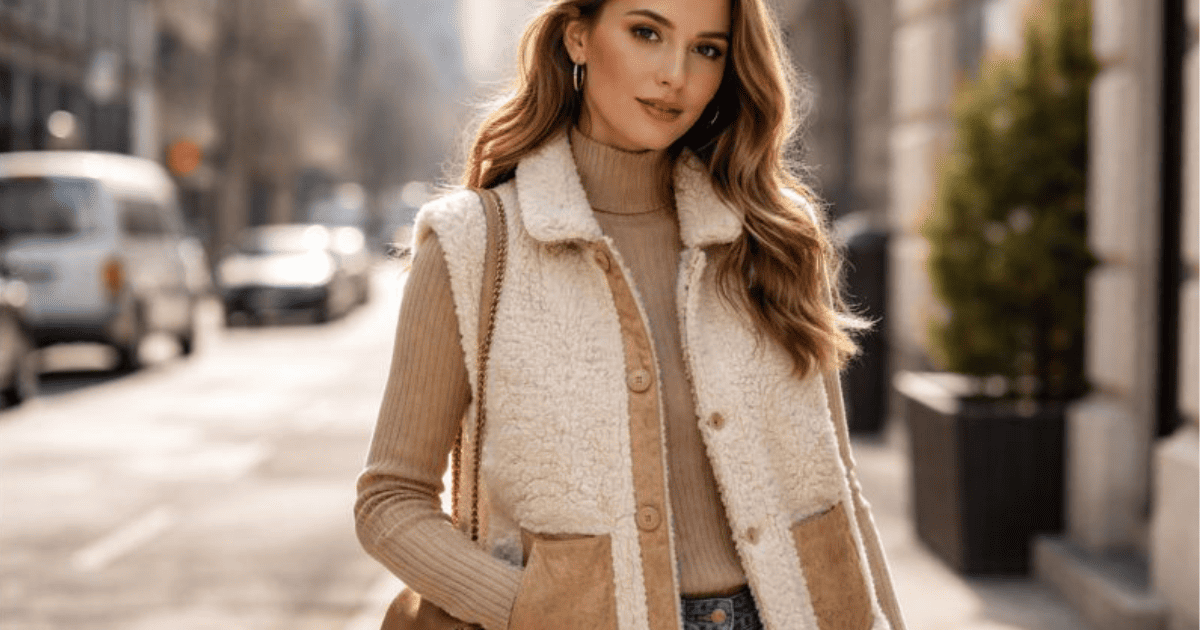 gilet femme peau mouton sans manche