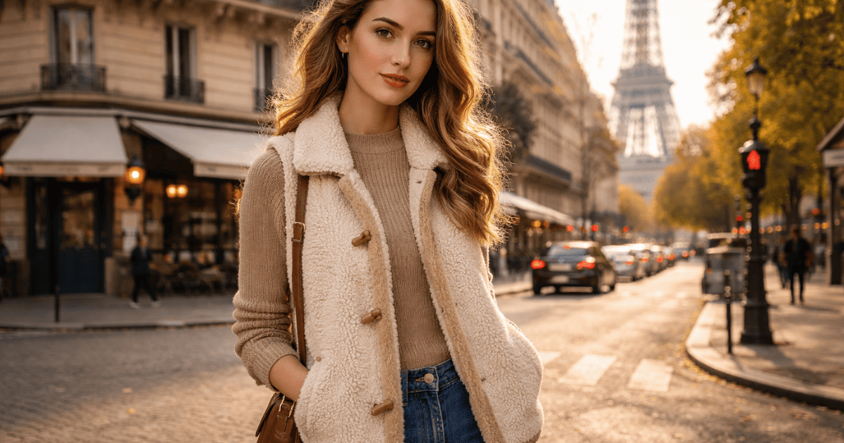 gilet fausse fourrure sans manche mouton retourne