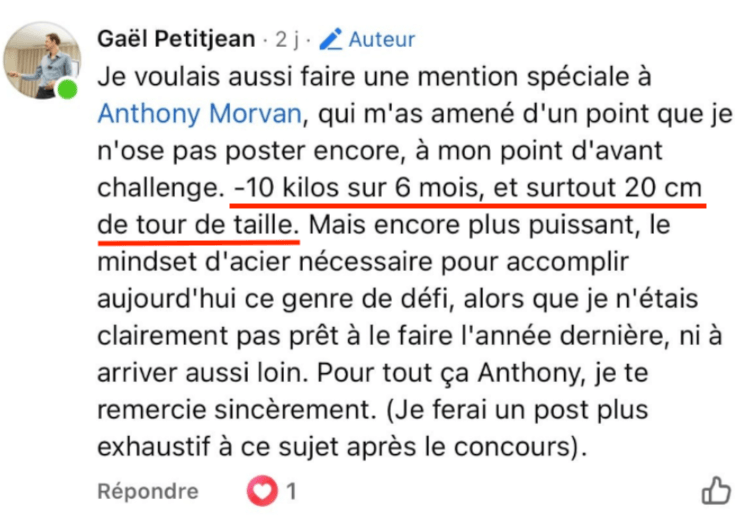 Témoignage Gaël — -20 cm de tour de taille