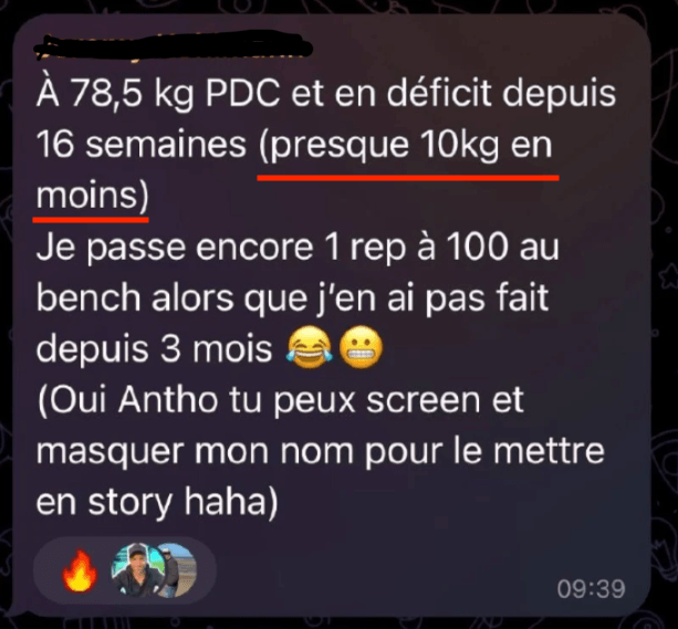 Témoignage anonyme — quasiment 10 kg de moins