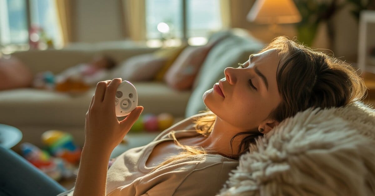 A new mother taking a nap while the baby sleeps