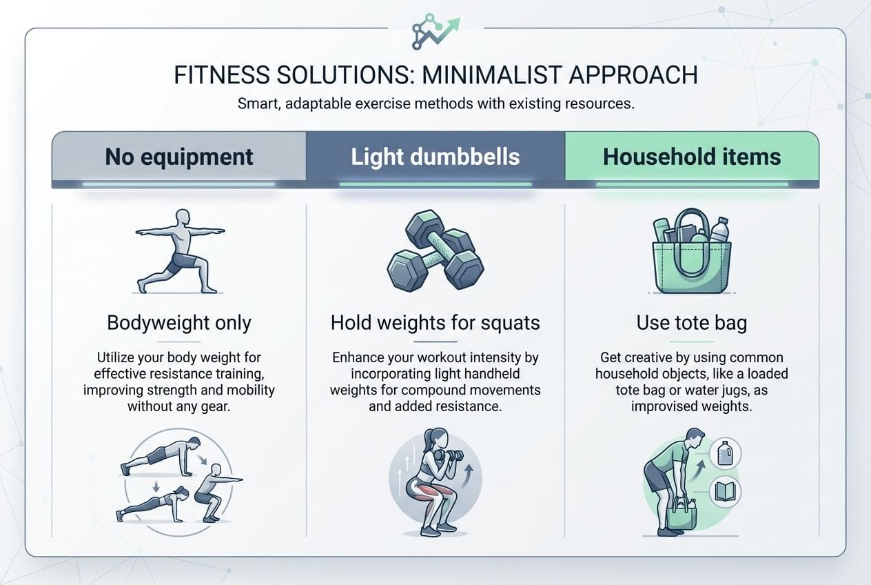 A clean visualization data table showing workout equipment options and their benefits