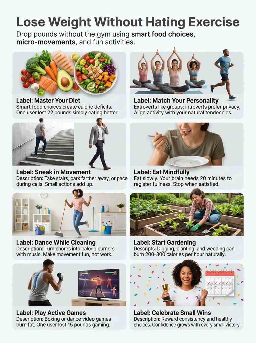 Infographic of: You Can Still Lose Weight Even If You Hate To Exercise