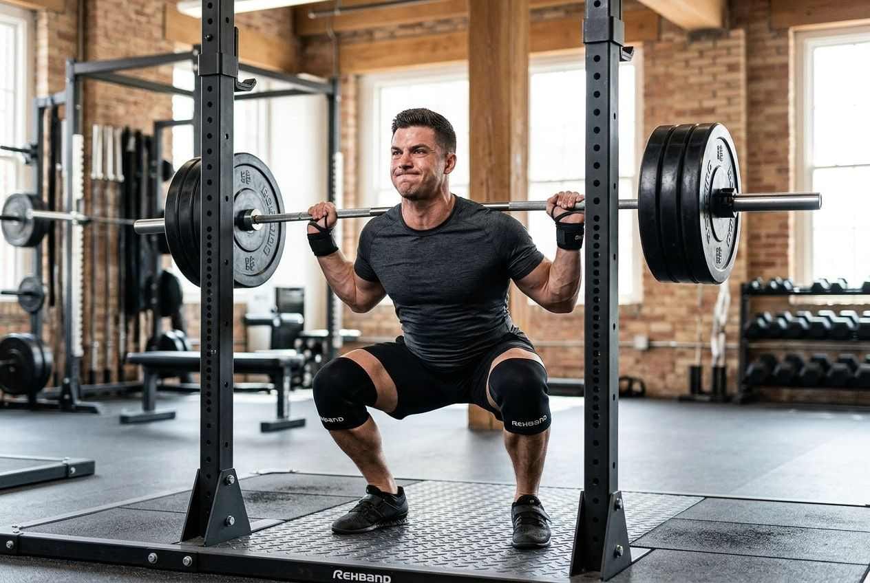 a man doing weighted squats