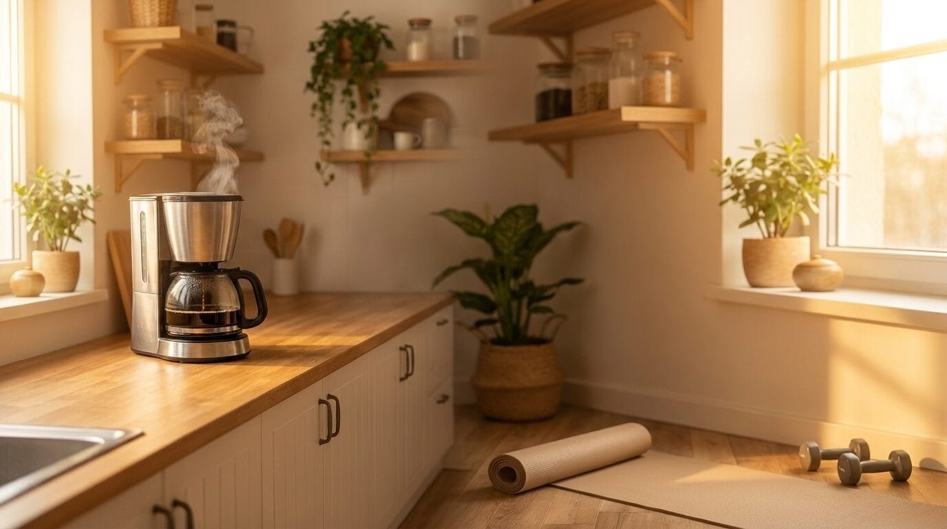 The perfect kitchen space for exercising