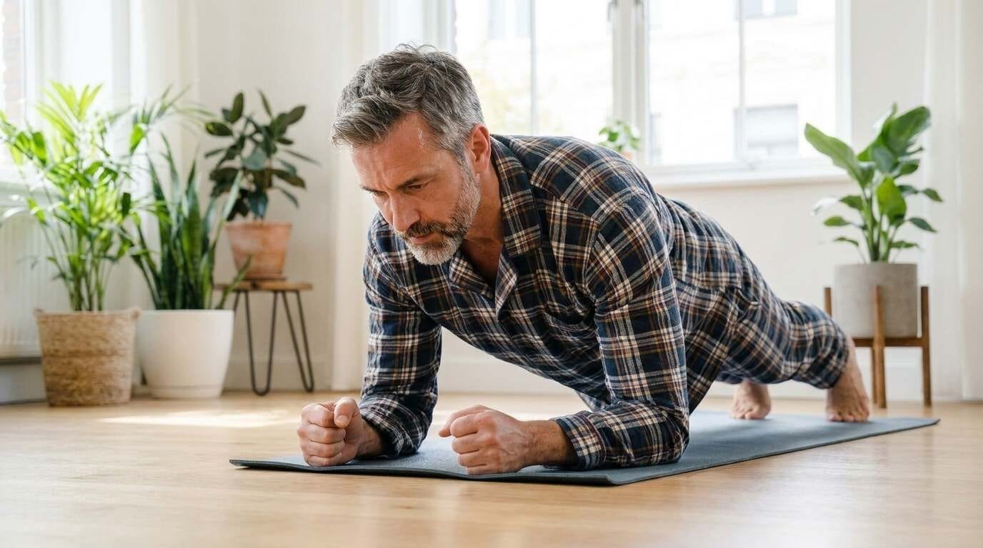 A man performing the plank hold exercise