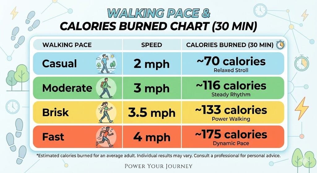 Walking pace and calorie burn chart
