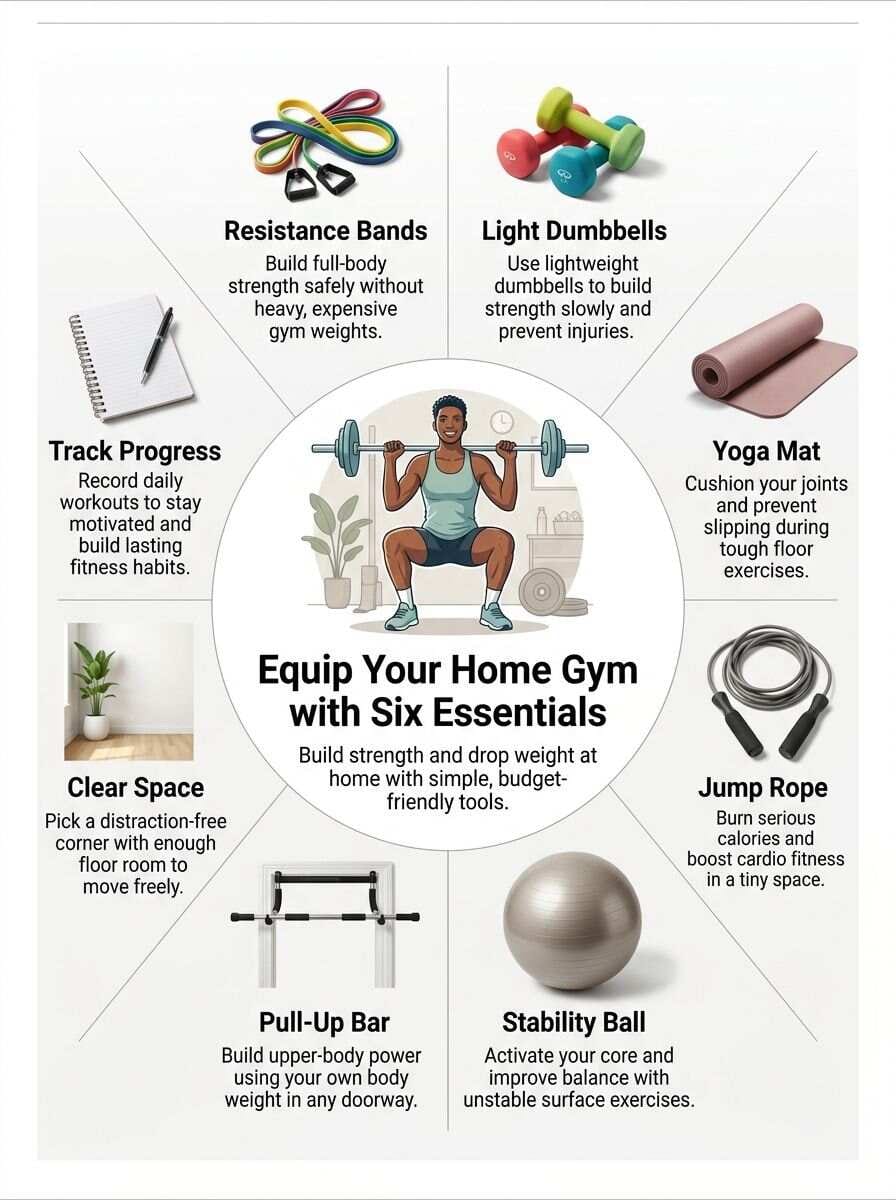Infographic of your six home gym essentials