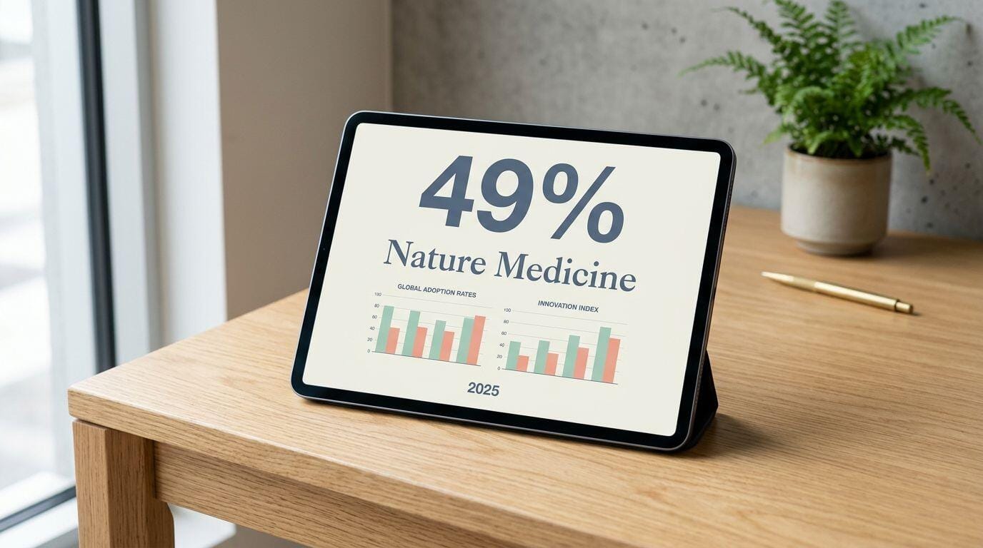 A clean digital display showing a 49 percent reduction in cardiovascular death risk.