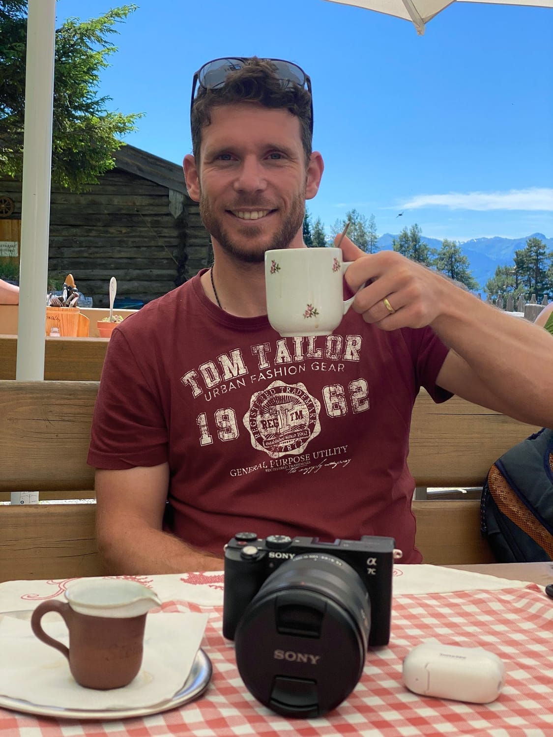 Zoltán with a coffee