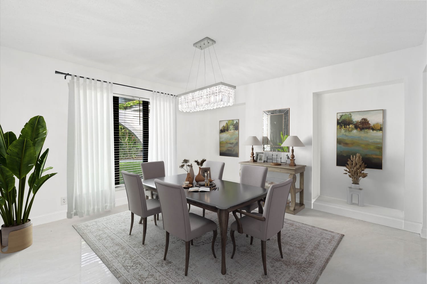 Virtual furniture placement in a modern open-concept kitchen pinned in Ponte Vedra, highlighting the potential of the dining area