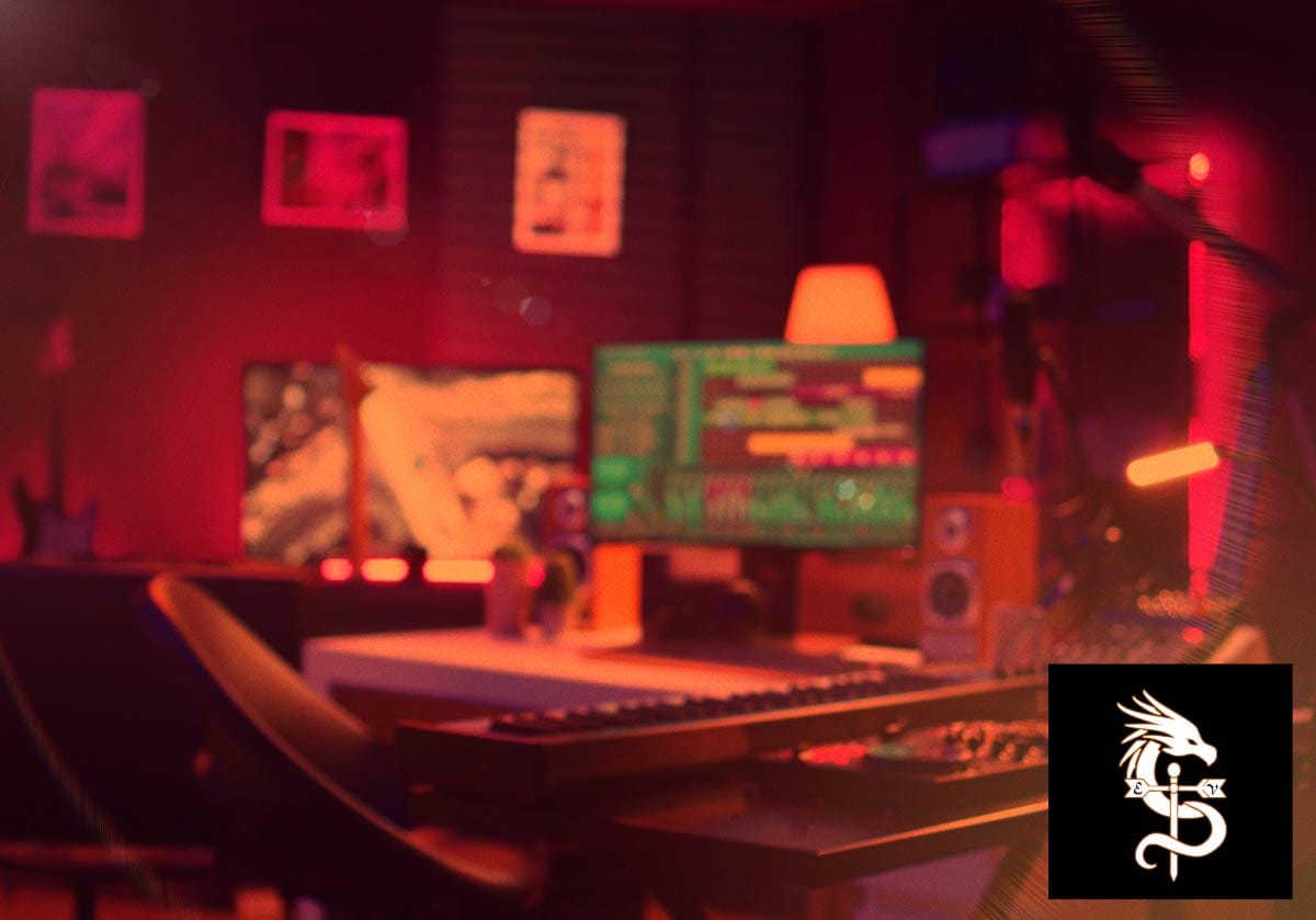 Thumbnail illustration of a home music studio setup for the Getting Started article pathway.