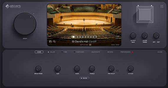 Plugin interface showing reverb tool used for audio processing.