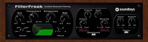 Plugin interface showing a filter tool used for audio processing.