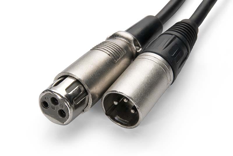 The male and female ends of an XLR Cable