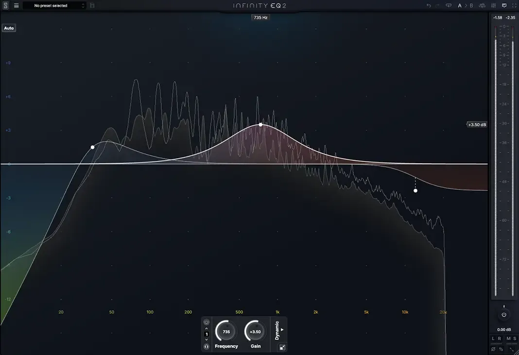 Infinity EQ2 plugin by Slate Digital shown as an example of a Parametric EQ.