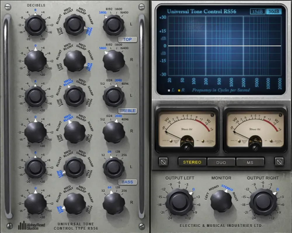 Waves RS56 Stereo EQ plugin interface.