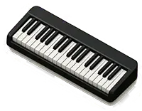 A 3D icon of a keyboard MIDI controller representing learning how to choose the correct virtual instruments for projects.