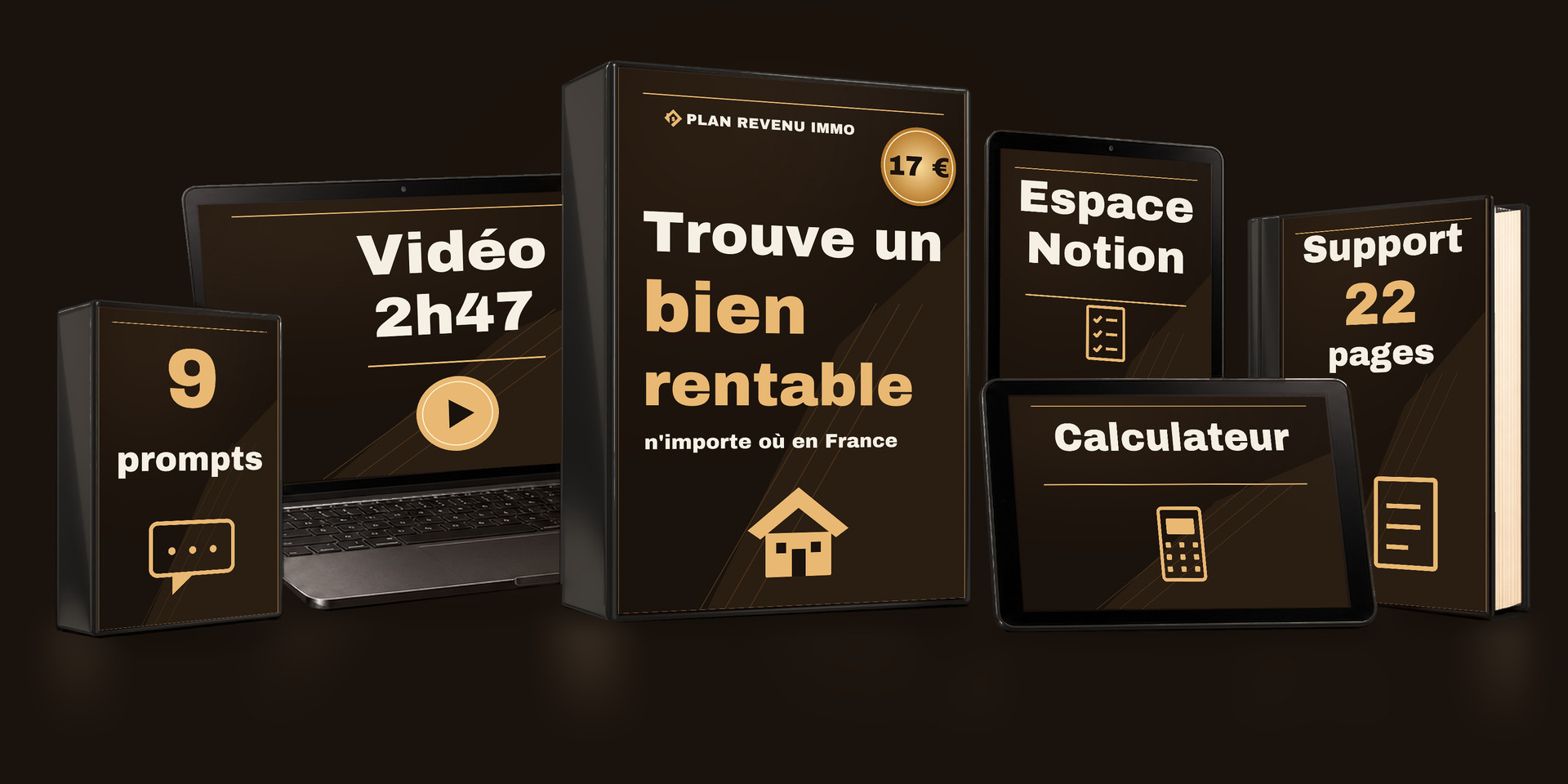Contenu de la formation : vidéo de 2h47, espace Notion, 9 prompts, calculateur et support de 22 pages