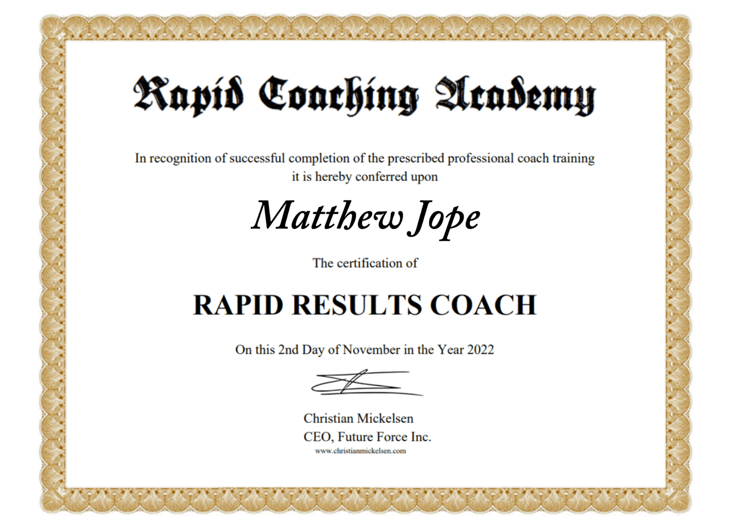 Rapid Results Certification
