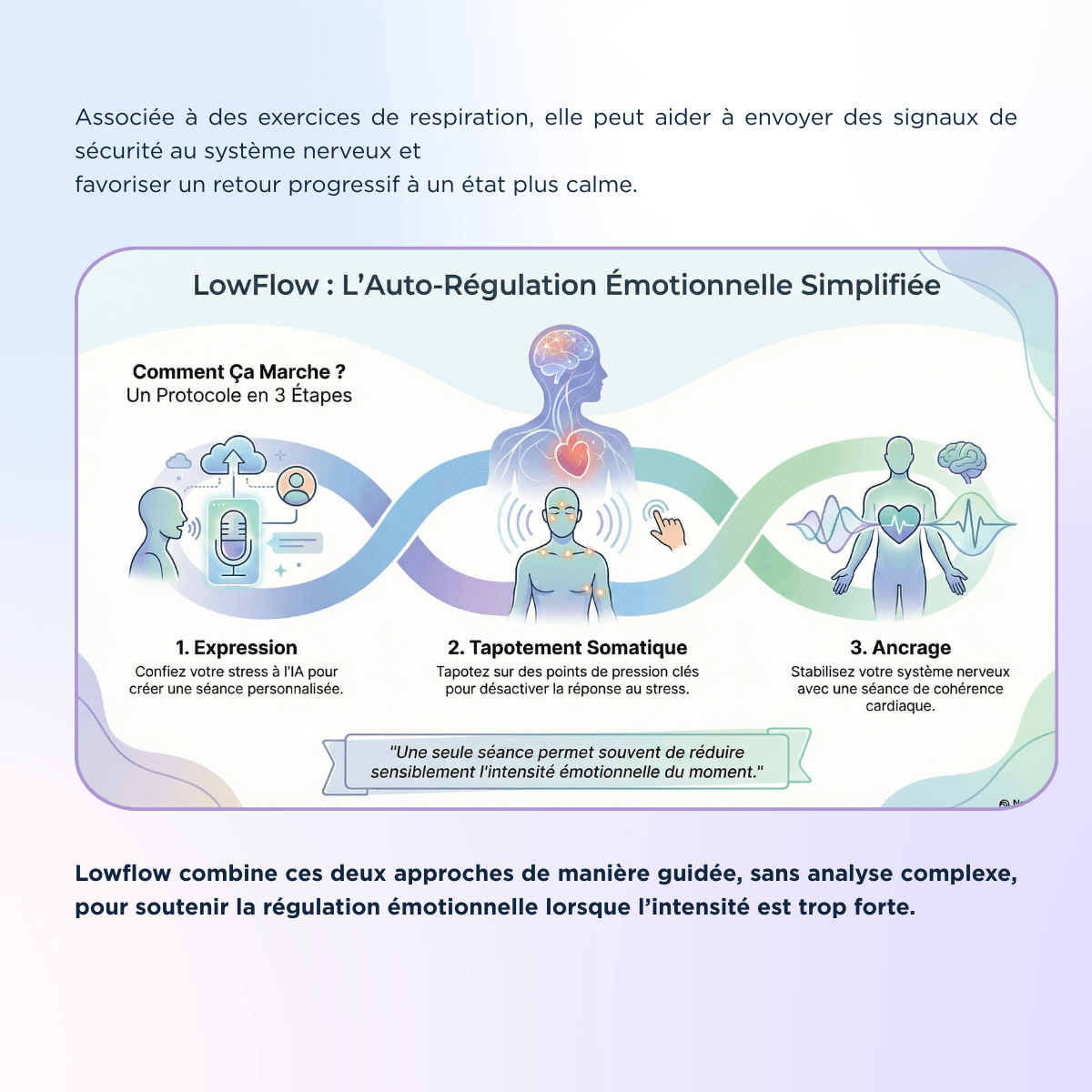 Auto régulation émotionnelle simplifiée ssous forme de schéma explicatif. 