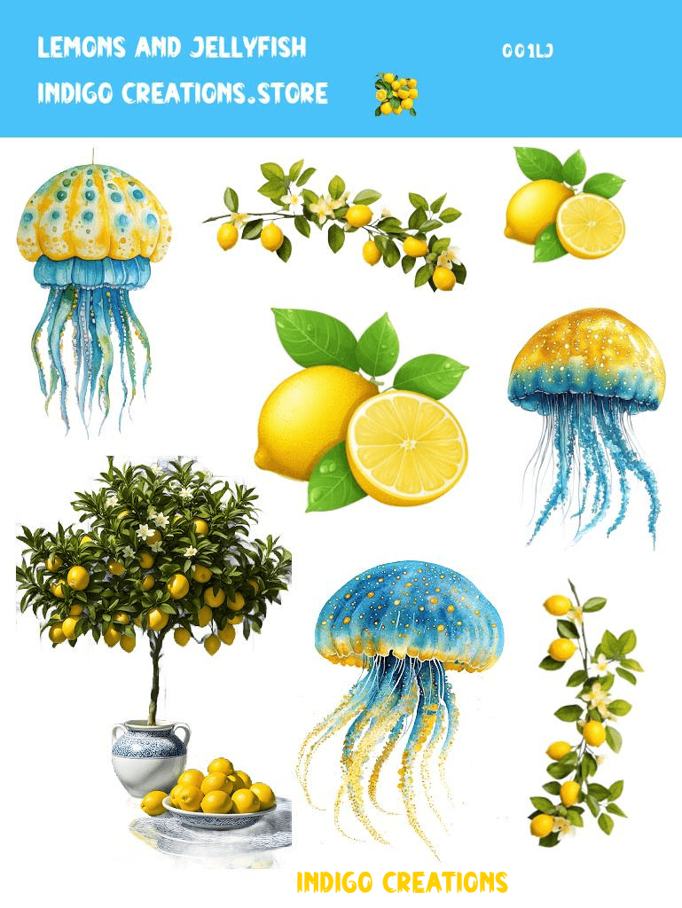 Lemons and Jellyfish Vibes Sticker Sheet