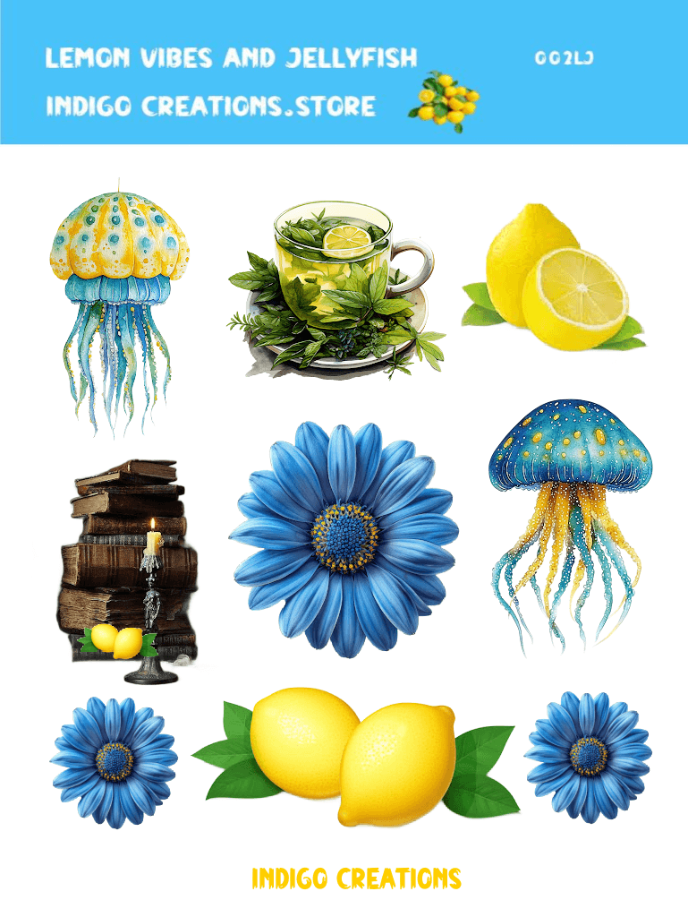 Jellyfish and Lemon Vibes Sticker Sheets