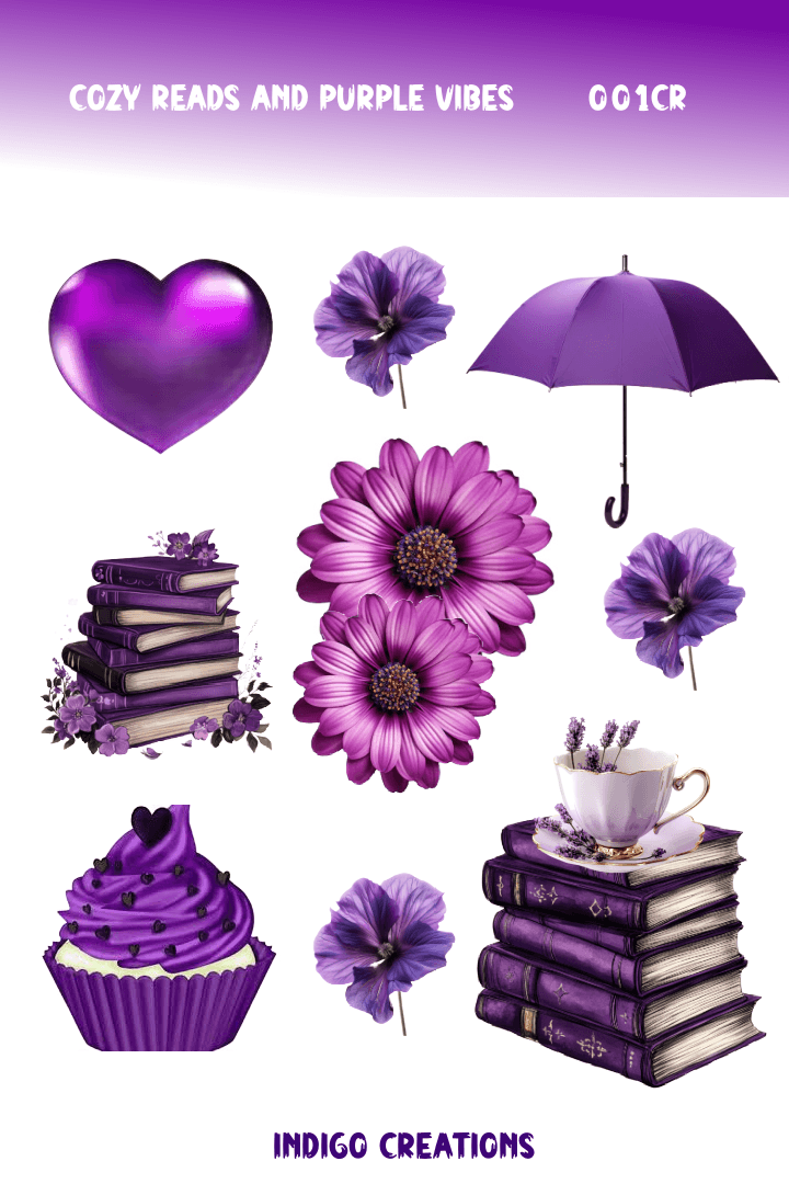 Cozy Reads and Purple Vibes Sticker Sheets