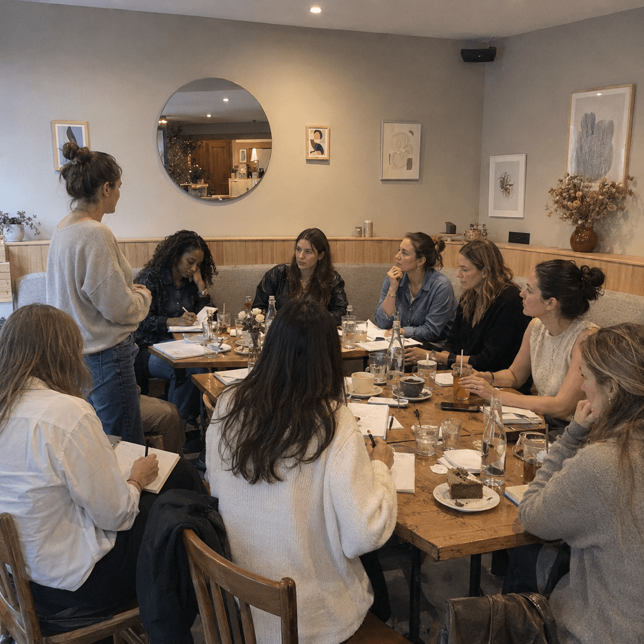 Entrepreneures réunies autour d’une table pendant un workshop Flamme à Paris