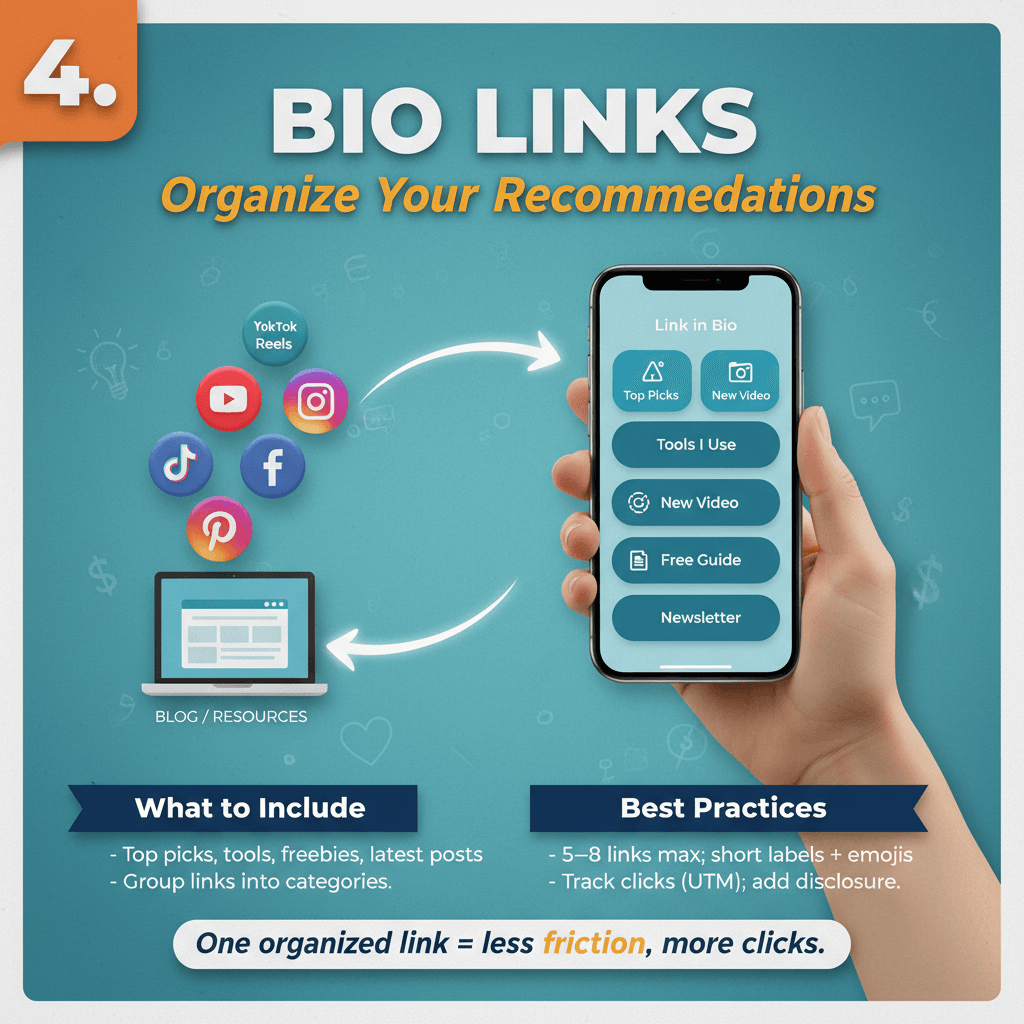 organize your recommendations with bio links