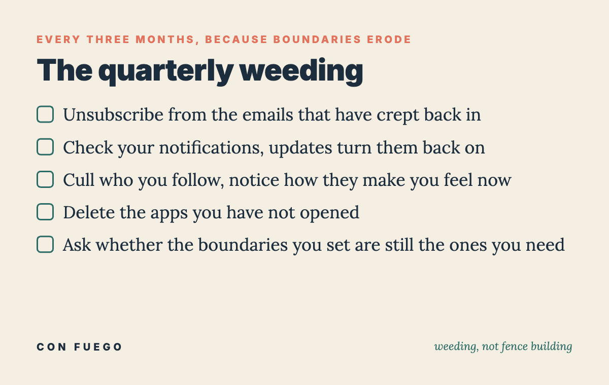 Illustration of weeding a garden as a metaphor for ongoing maintenance