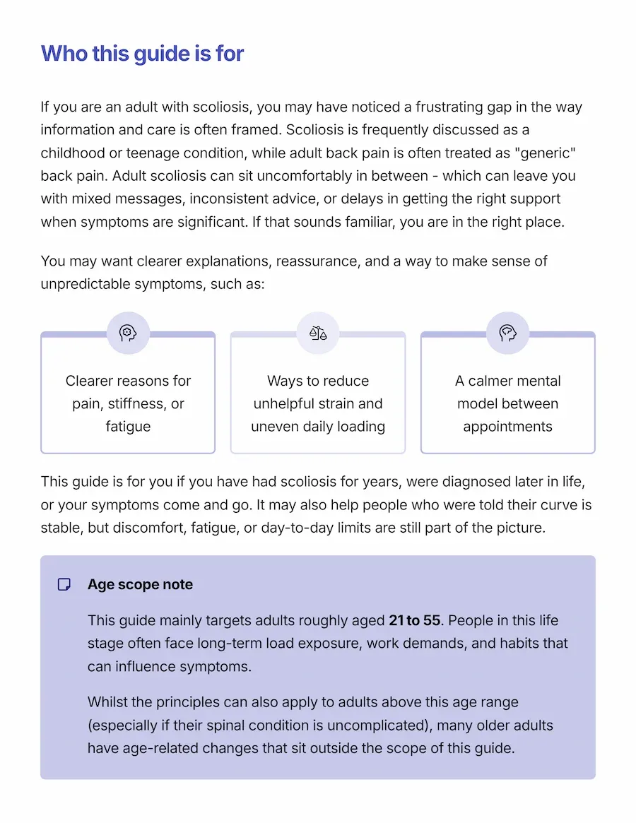 Preview page 3 from the Adult Scoliosis ebook