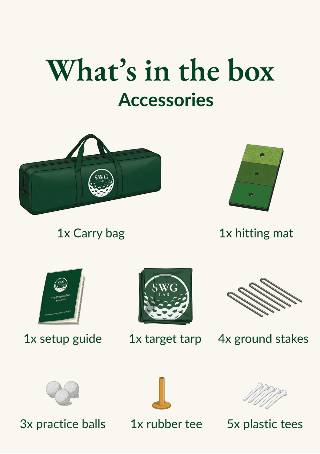 Accessories included with The Practice Net