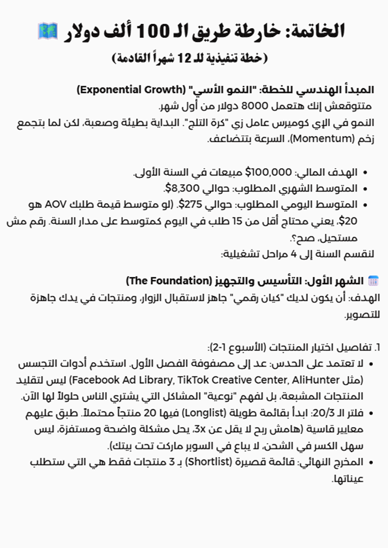 خارطة طريق الـ 100 ألف دولار