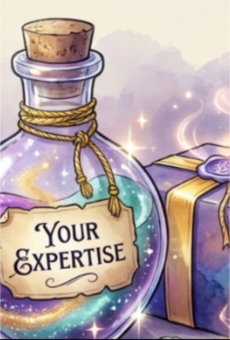 A bottle labeled Your Expertise