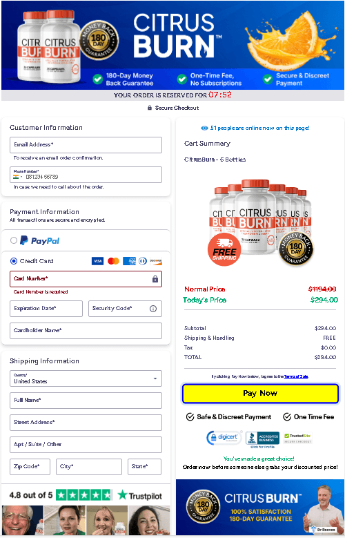 CitrusBurn chekout page