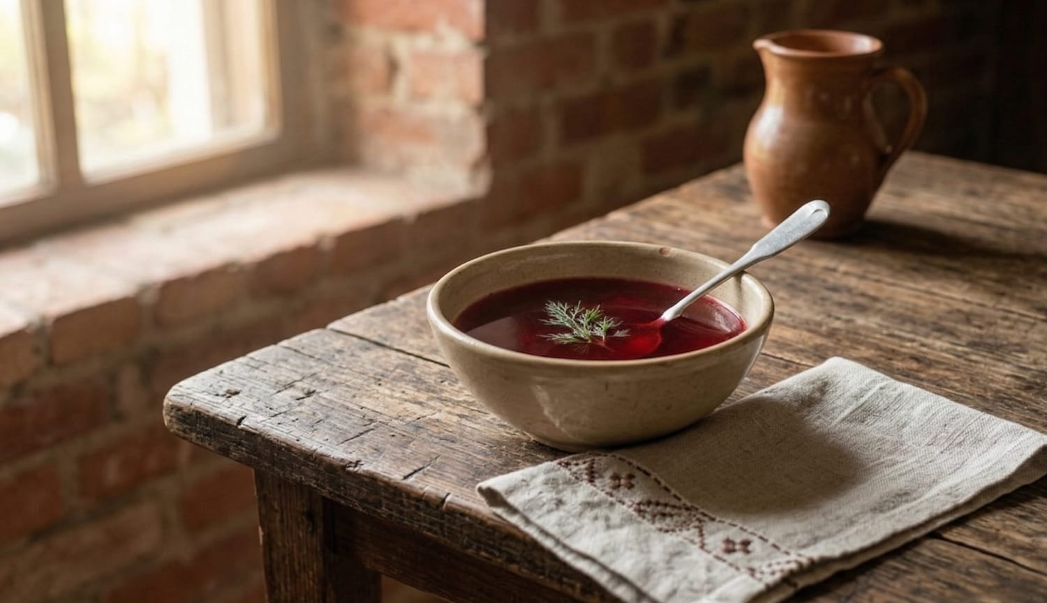 Barszcz beetroot soup, a traditional Polish dish that is naturally gluten-free