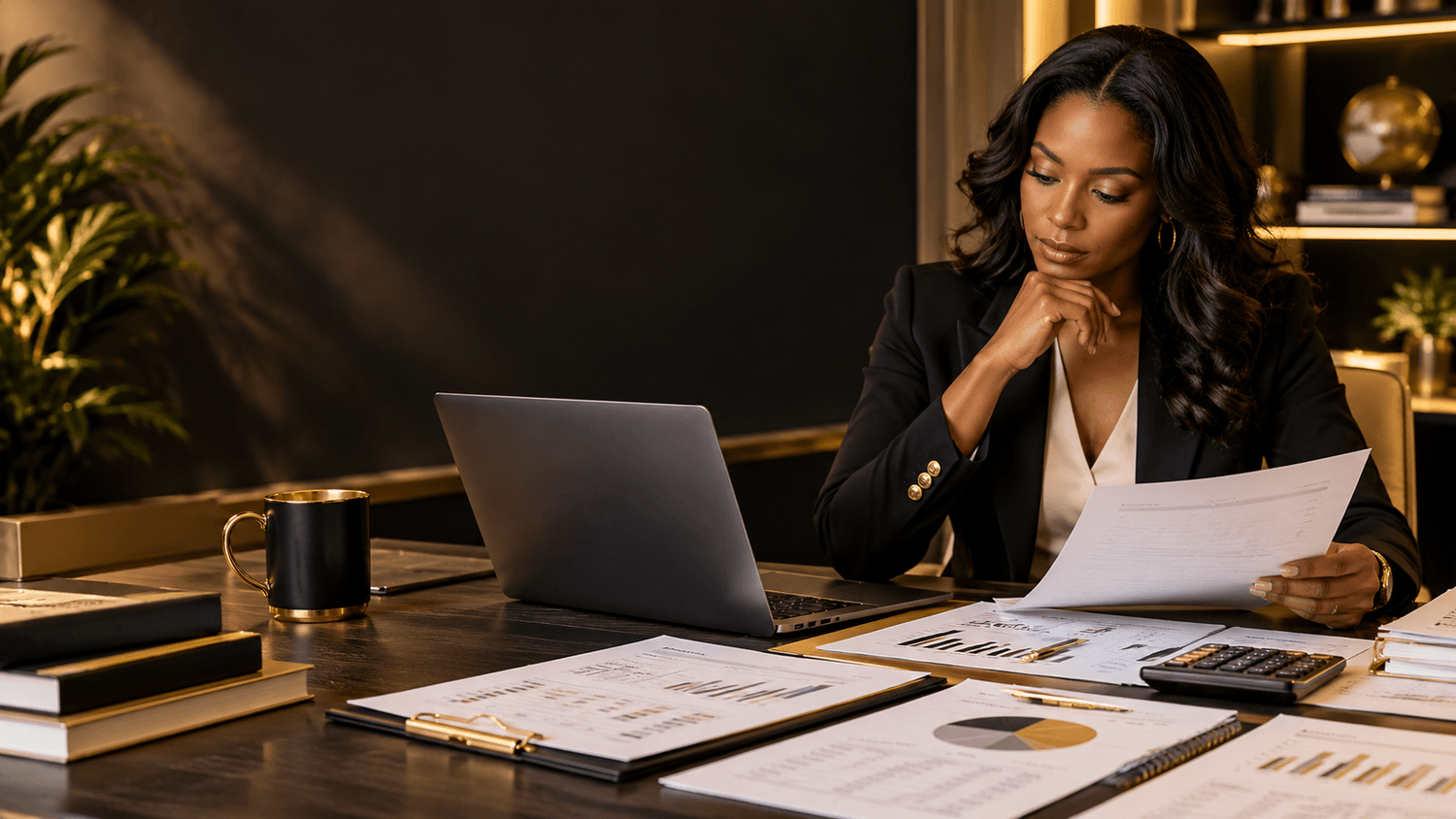 Business owner reviewing financial information and funding readiness