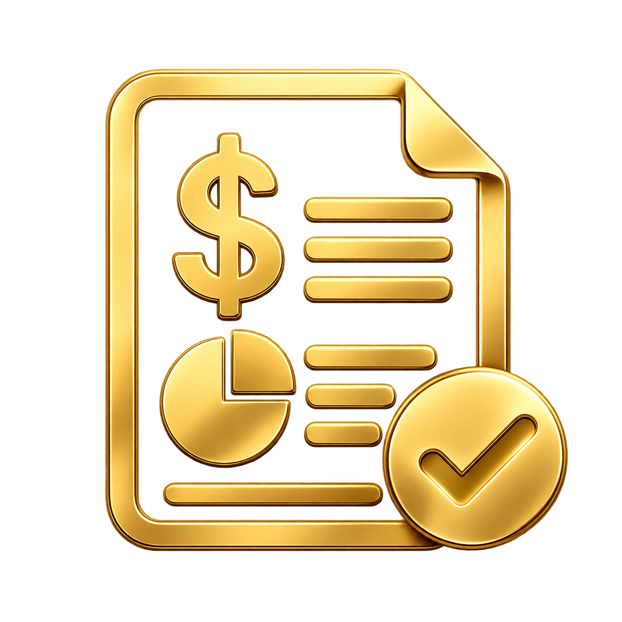 Gold financial readiness icon with dollar sign, chart, and check mark