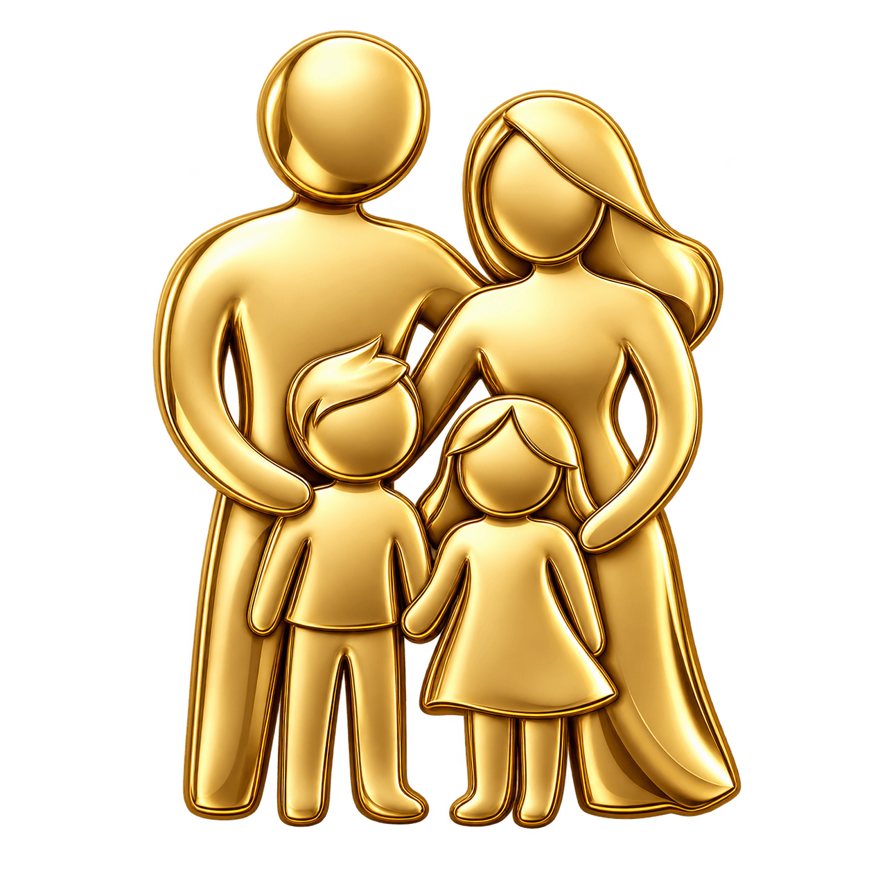 Gold family protection icon representing parents and children
