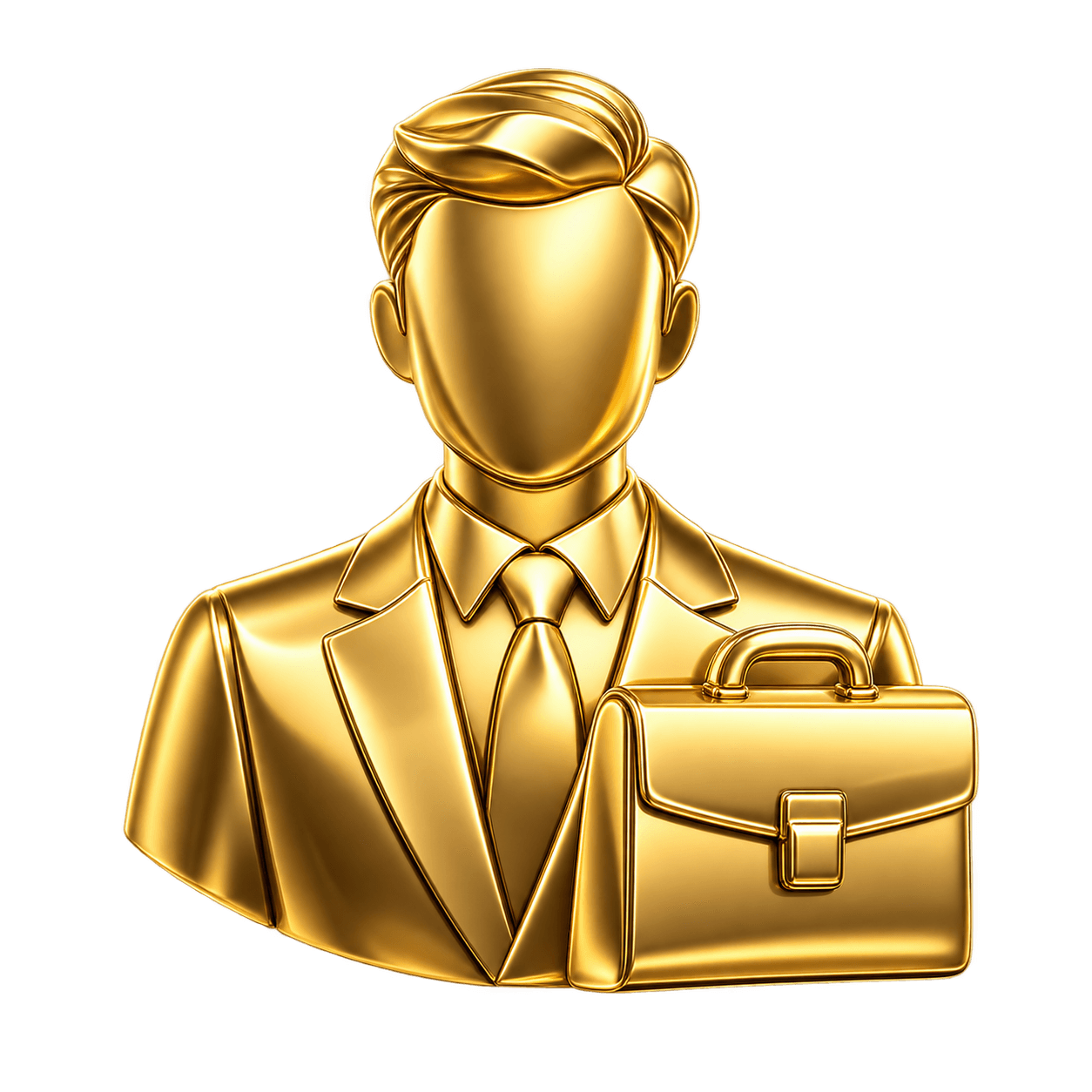 Gold business owner protection icon with briefcase