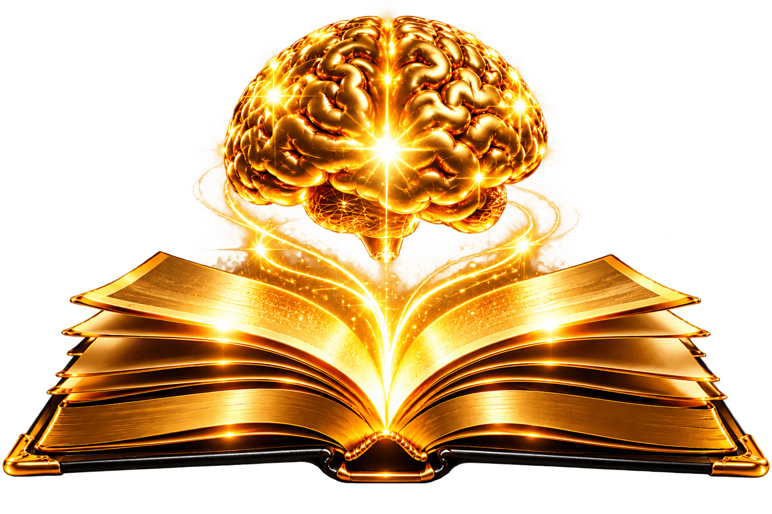Financial education gold brain and book