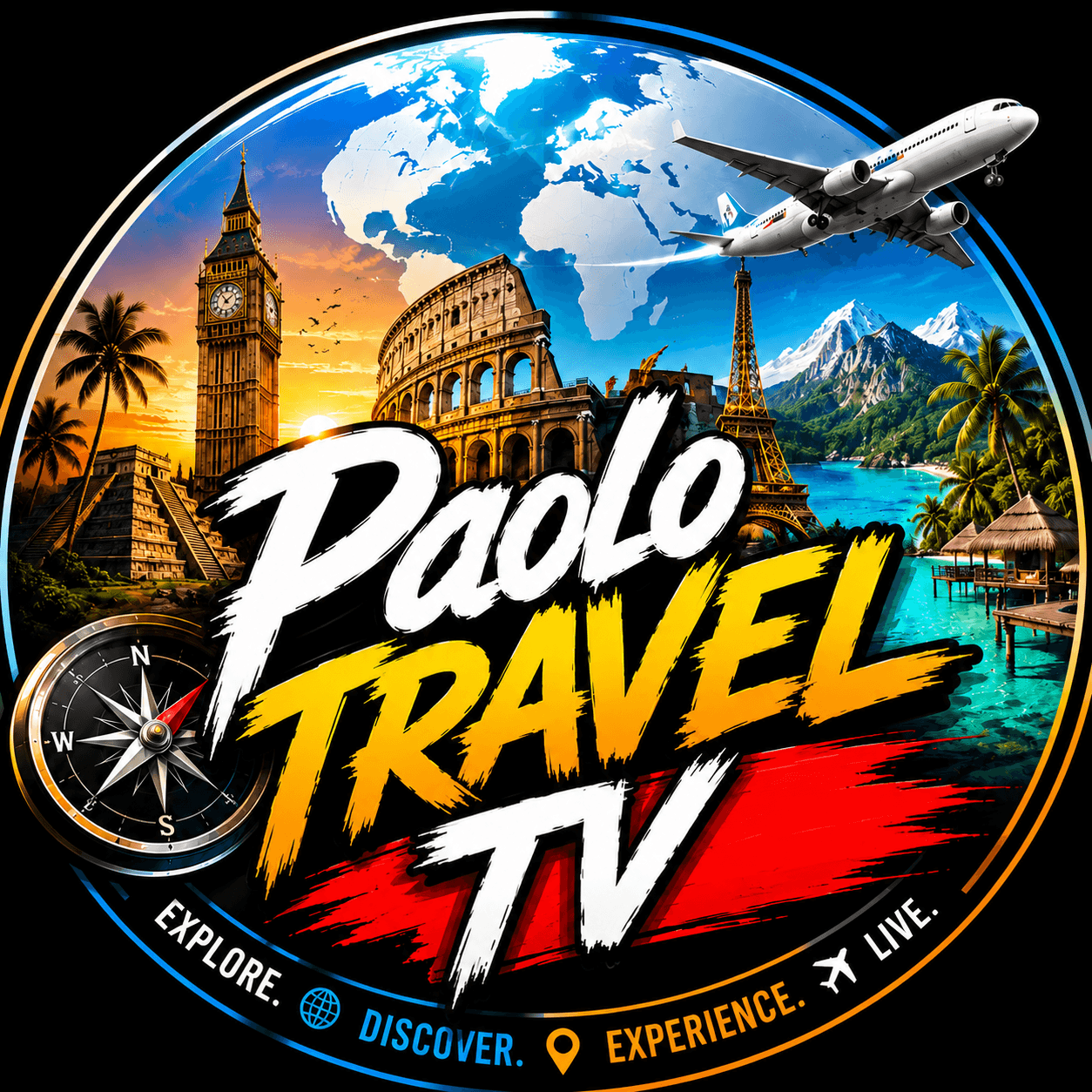 Colorful travel blog banner featuring a traveler with arms raised overlooking a stunning tropical coastline with turquoise water, lush green islands, and blue skies. Bold text reads “Wander More, Spend Less: The Ultimate Travel Deals.” The image includes travel icons highlighting epic travel deals, budget-friendly accommodations, hidden gems, a world map, passport, camera, airplane graphic, and destination signposts, creating an exciting and inspiring vacation planning theme.