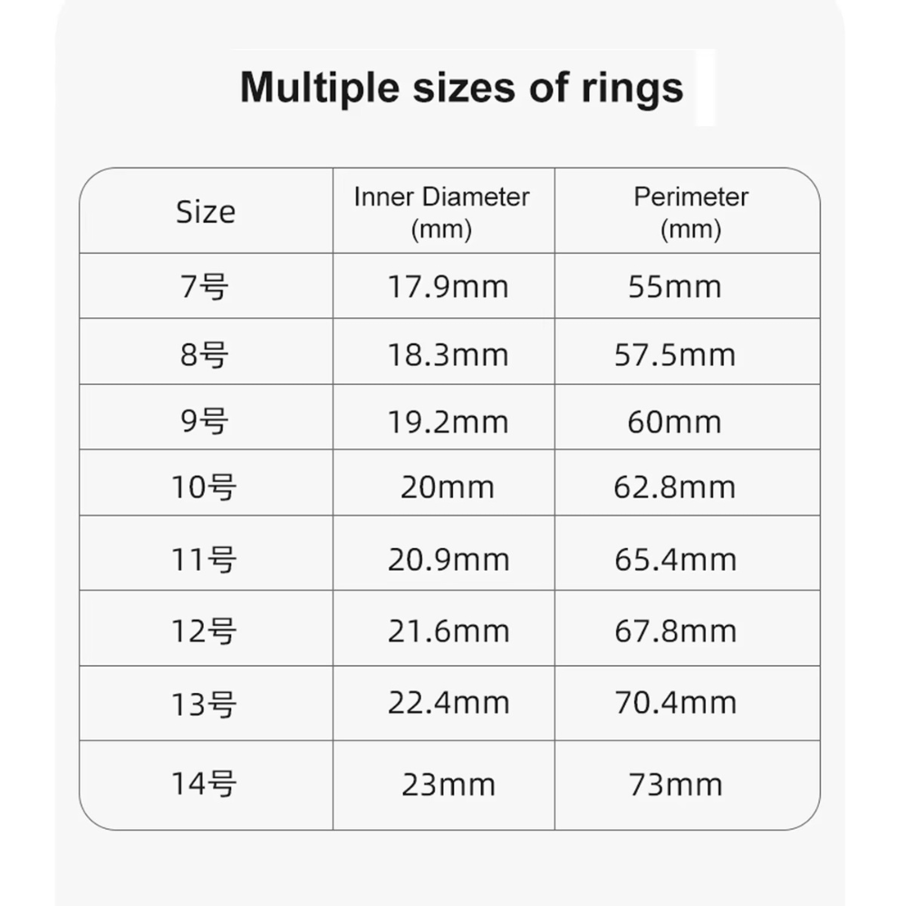 Mornglow Ring Size Chart