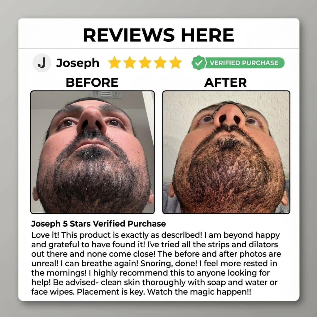 Before and after using magnetic nasal strips